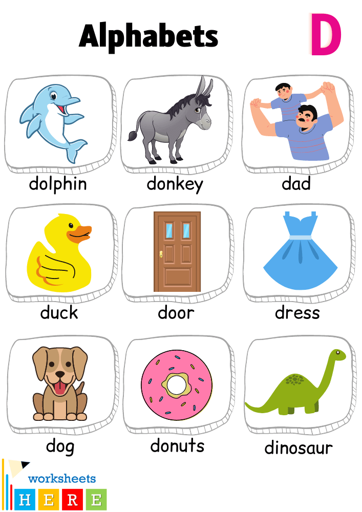Alphabet D Words with Pictures, Letter D Vocabulary with Pictures