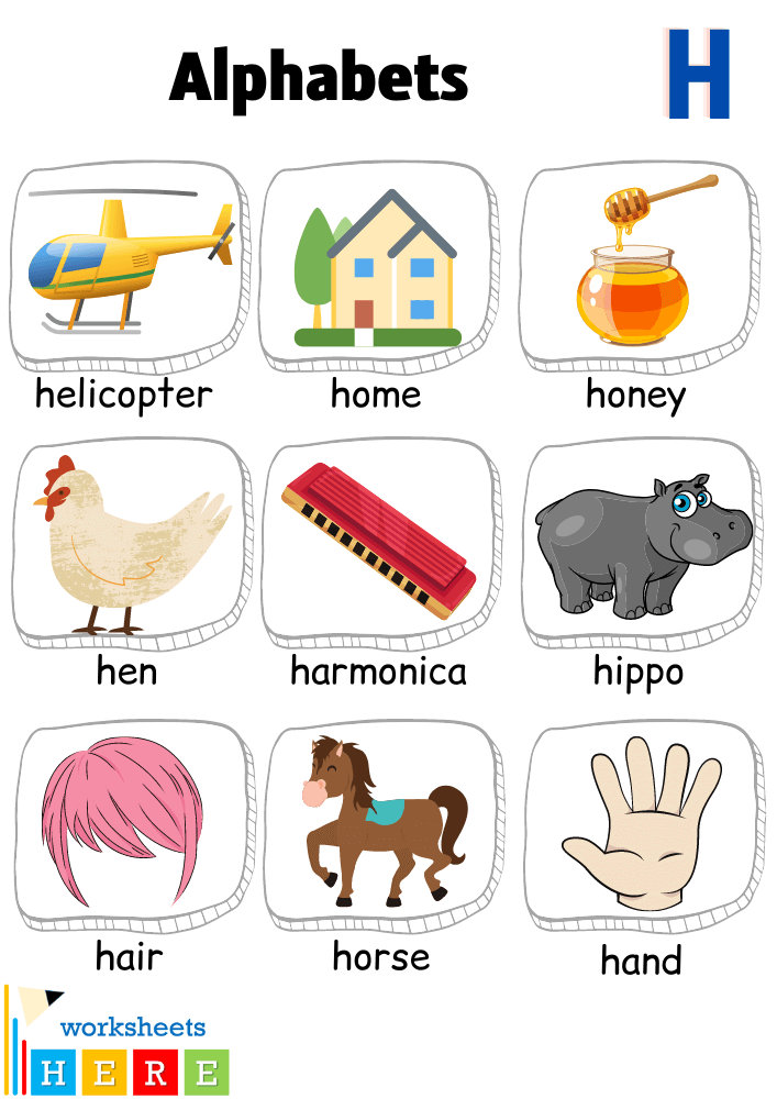 Alphabet H Words with Pictures, Letter H Vocabulary with Pictures