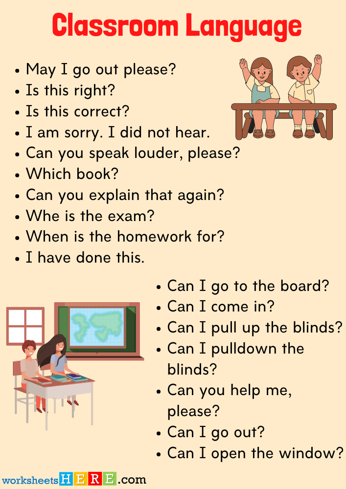 Classroom Language, Common Classroom Phrases and Questions in English