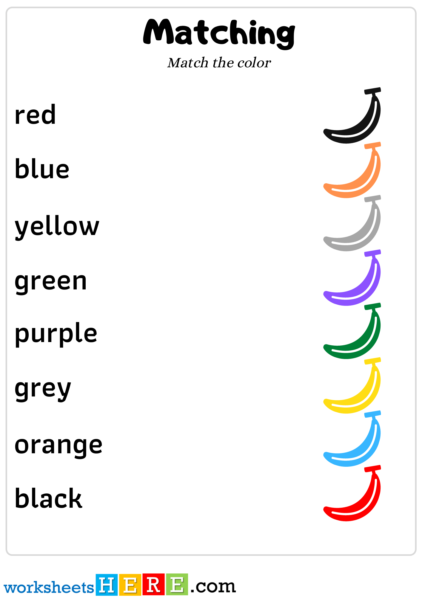 Color Words Matching with Banana, Matching Activity