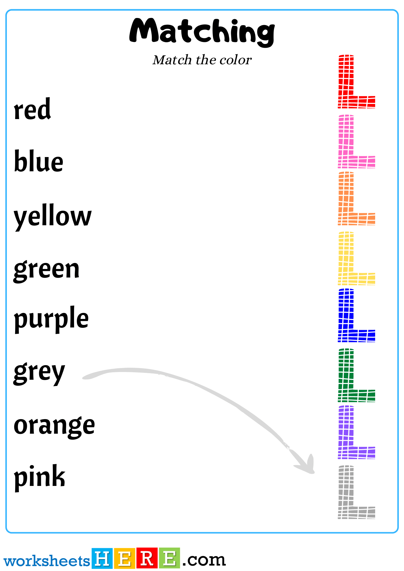 Color Words Matching with Letter L For Kindergarten, Matching Activity For Kids