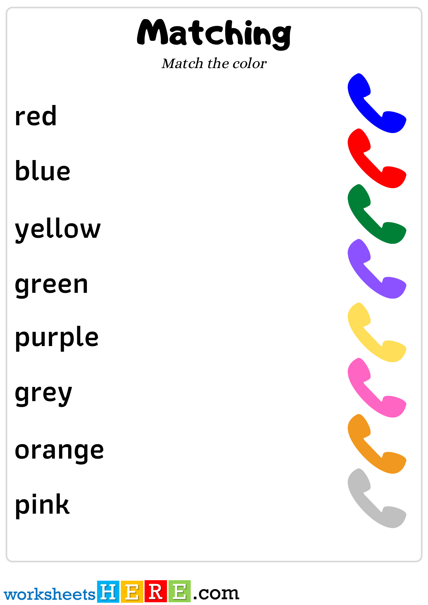 Color Words Matching with Phone For Kindergarten, Matching Activity For Kids