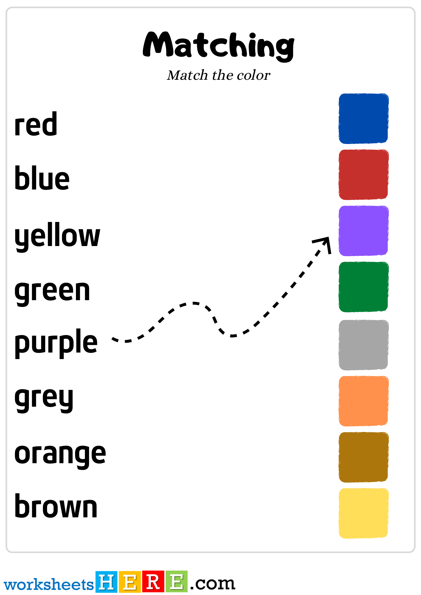 Color Words Matching with Square Shape, Matching Activity