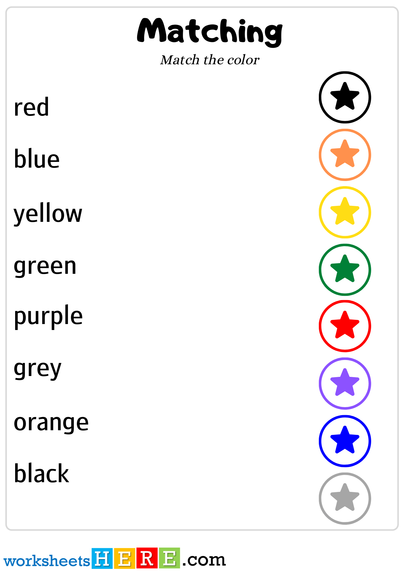 Color Words Matching with Stars Object, Matching Activity