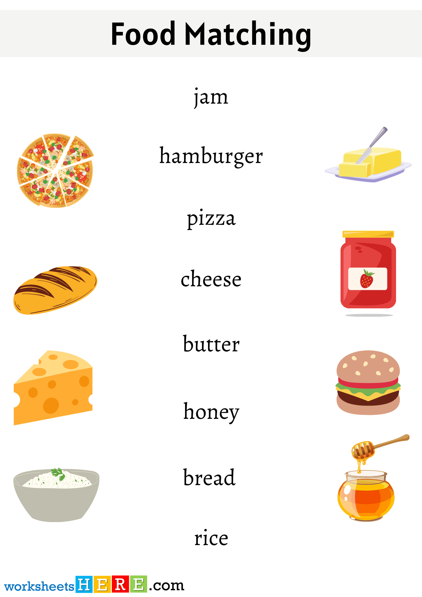 Food Matching Activity For Kids Pdf Worksheet PreSchool Activity Food Matching Activity For Kids Pdf Worksheet PreSchool Activity
