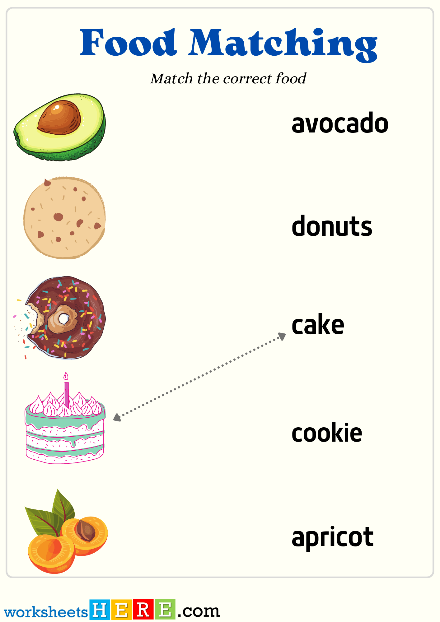Food Matching with Pictures Activity For Preschool Kids Worksheets Pdf