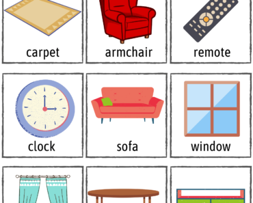 Living Room Flashcards, Living Room Words Names with Pictures Worksheets