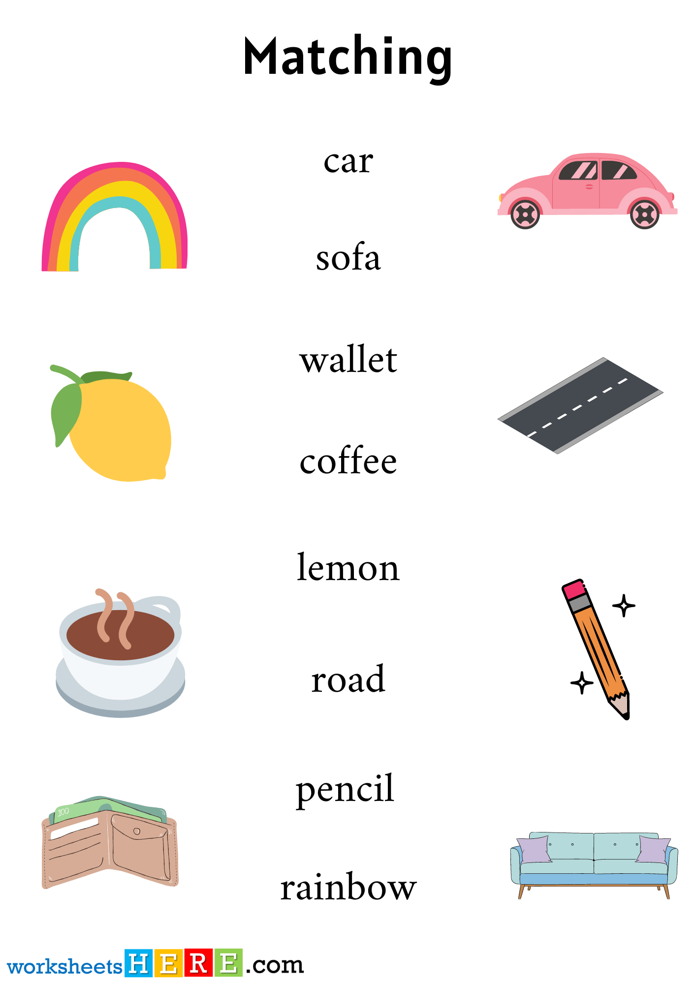 Matching Object Things Activity For Kindergarten Pdf Worksheet