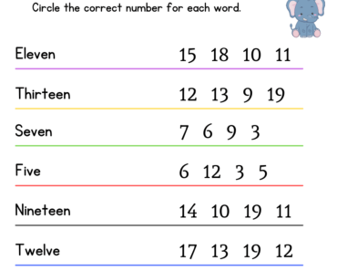 Numbers in Words Activity For Kindergarten