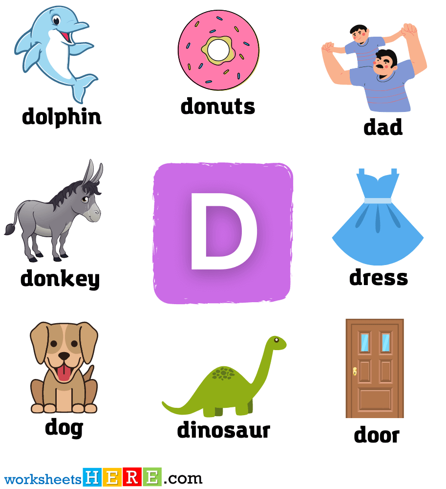 Start with Letter D Words with Pictures, Alphabets D Vocabulary with Pictures