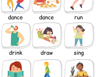 Verbs with Pictures in English, 100 Action Verbs with Pictures