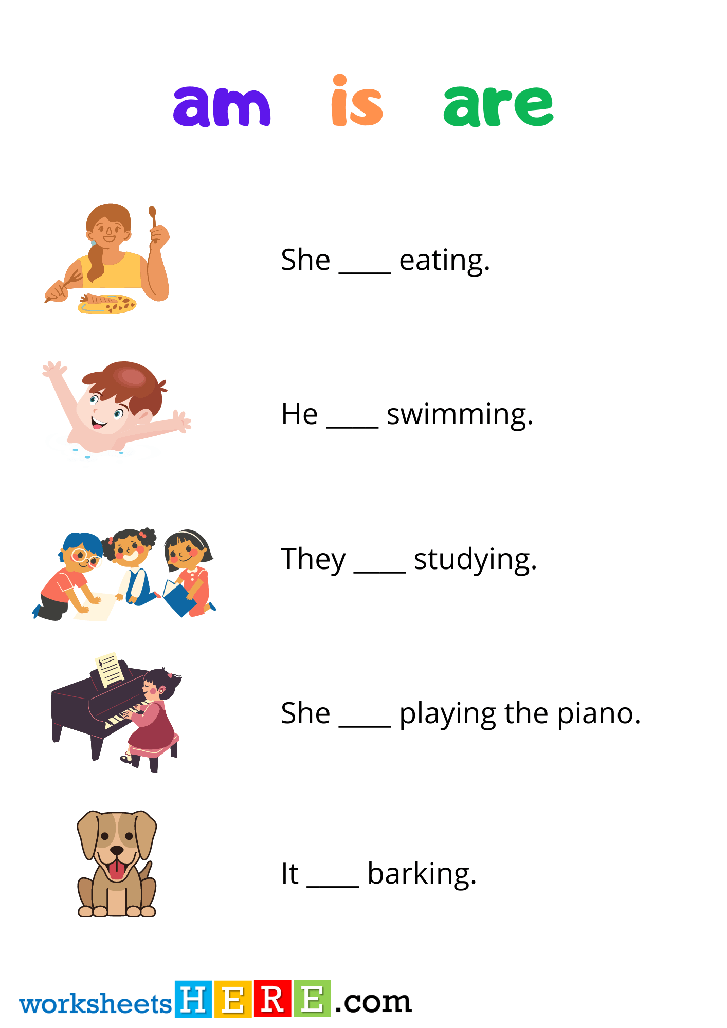am is are Printable PDF Worksheets, Object Pronouns Worksheet for Students