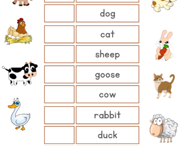 Articles Exercises with Farm Animals Names and Pictures, A or An PDF Worksheets For Kids
