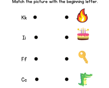 Beginning Letter Match with Pictures Activity PDF Worksheet
