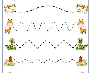 Connect The Animals, Tracing Lines PDF Worksheets For Kids and Kindergarten