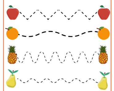 Connect The Fruits, Tracing Lines PDF Worksheets For Kindergarten