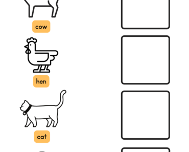 Copy All the Objects Below, Drawing Cow Hen Cat Clock Examples Worksheet For Kindergarten