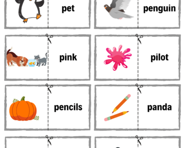 Cut and Match Alphabet Letter P with Pictures Activity Worksheets For Kids