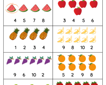 Fruits Counting, Count and Circle the Number of Fruits PDF Worksheet For Kindergarten