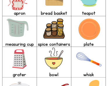 +45 Kitchen Tools Names Flashcards Worksheets For Kids and Kindergarten Students