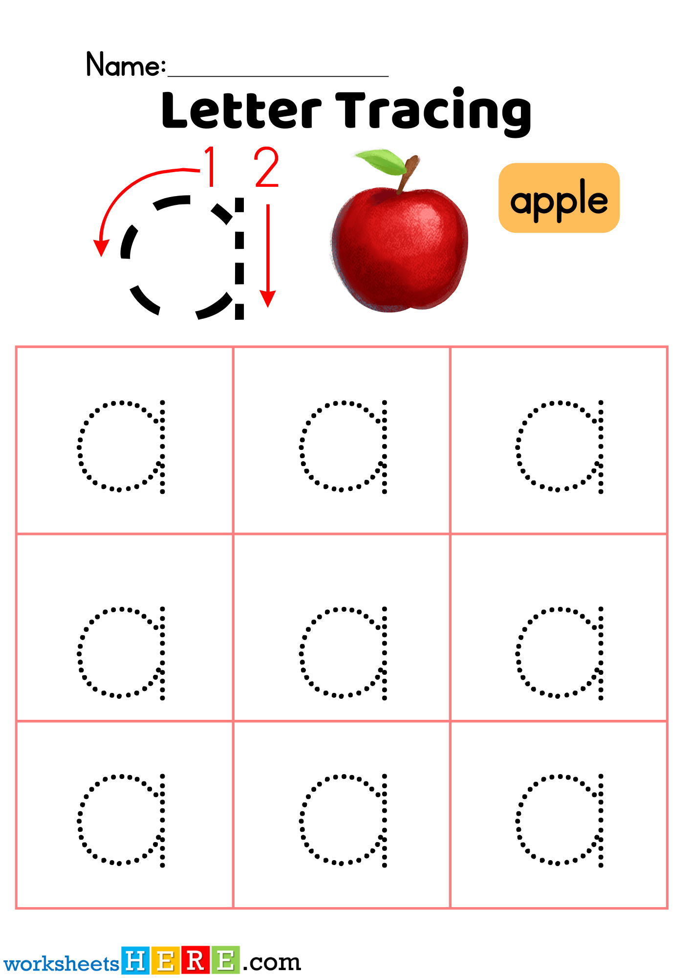 Letter A Tracing PDF Worksheet, Alphabet A Tracing For Kindergarten