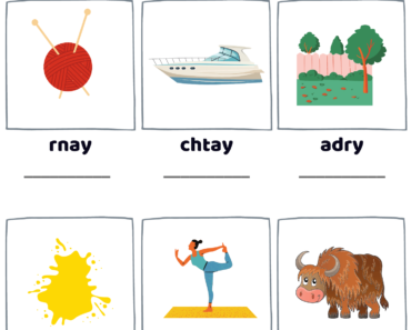 Letter Y Scramble Words Find Pdf Worksheets with Pictures, Unscramble Words with Answers