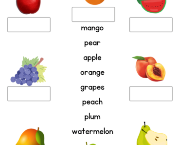 Look at The Picture and Write Correct Fruit Names PDF Worksheet For Kids