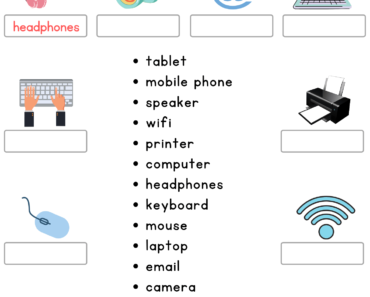 Look at The Picture and Write Correct Technology Names PDF Worksheet For Kids