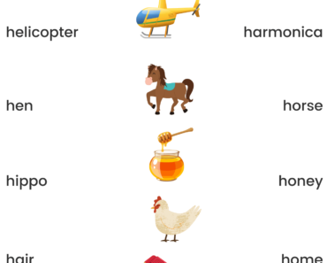 Match Alphabet Letter Start with H Pictures and Names PDF Worksheets For Kindergarten