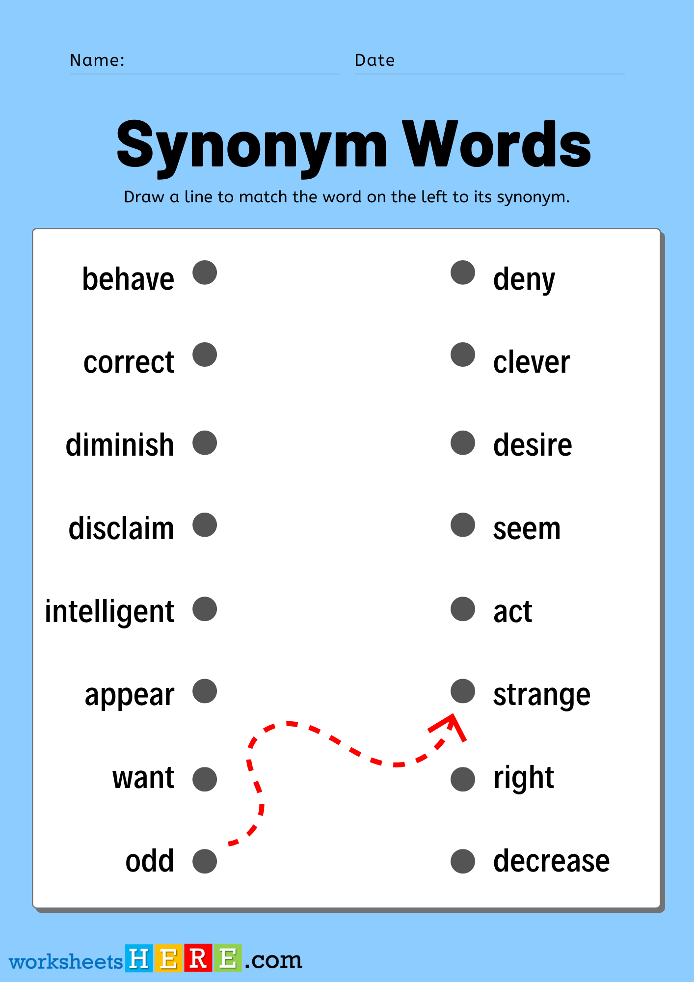 Match Synonym Words Pdf Worksheets, Common Synonyms Words List For Students