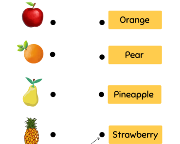 Match The Name with Fruit Pictures PDF Worksheet For Kindergarten