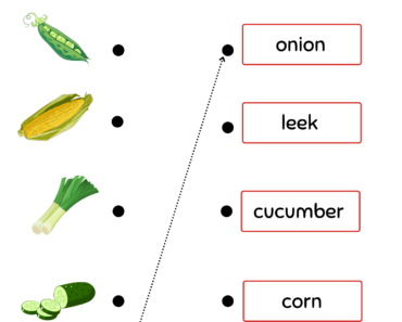 Match The Name with Vegetables Pictures PDF Worksheets For Kindergarten