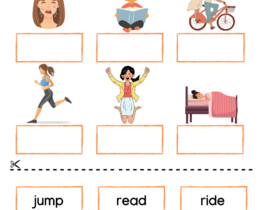 Matching Action Verbs with Pictures Worksheet For Kids