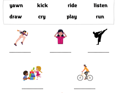Matching Correct Words With Action Verbs Pictures PDF Worksheets For Kids