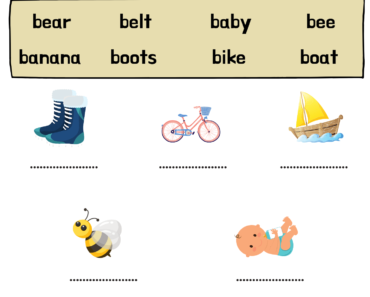 Matching Correct Words With Alphabet B Pictures PDF Worksheets For Kids