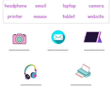 Matching Correct Words With Technology Pictures Activity PDF Worksheets For Kids