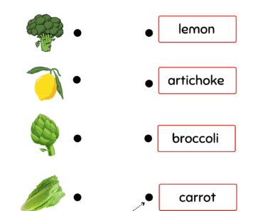 Matching Names with Vegetables Pictures PDF Worksheets For Students