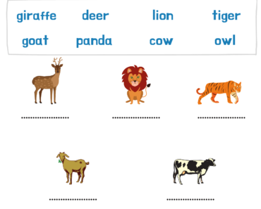 Matching Words With Animals Pictures Activity PDF Worksheets For Kids
