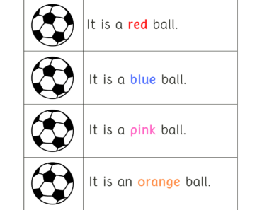 Read Words and Color Ball Pictures Activity PDF Worksheets For Kindergarten