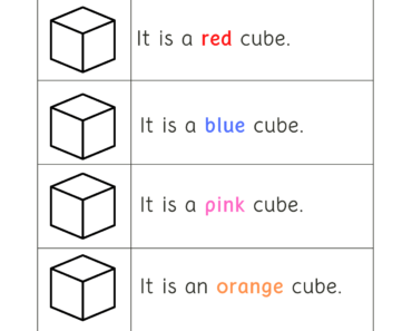 Read Words and Color Cube Pictures Activity PDF Worksheets For Kindergarten
