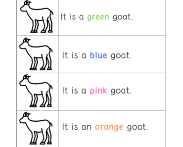 Read Words and Color Goat Pictures Activity PDF Worksheets For Kindergarten