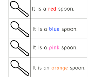 Read Words and Color Spoon Pictures Activity PDF Worksheets For Kindergarten