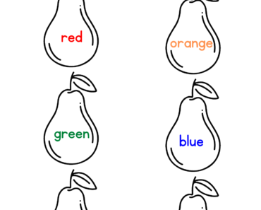 Read and Color Pears Pictures Activity PDF Worksheets For Kindergarten