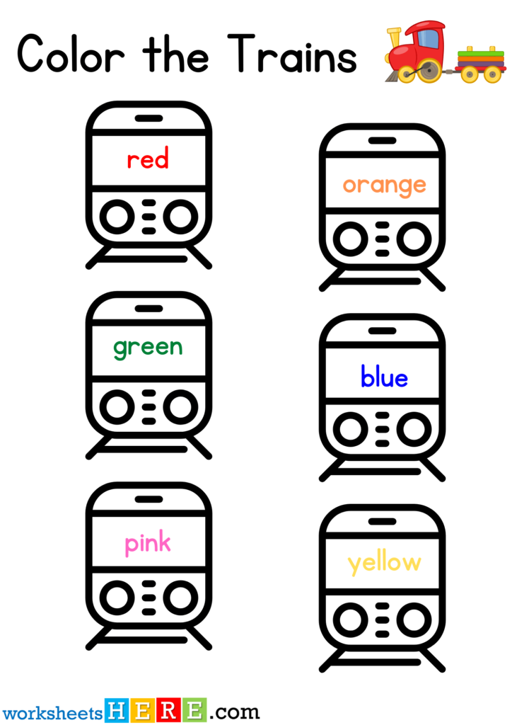 Read and Color Train Pictures PDF Worksheets For Kindergarten ...