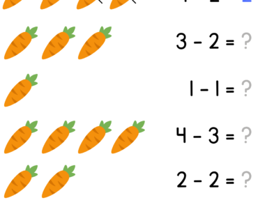 Subtraction Exercises with Carrots PDF Worksheet For Kindergarten and Kids