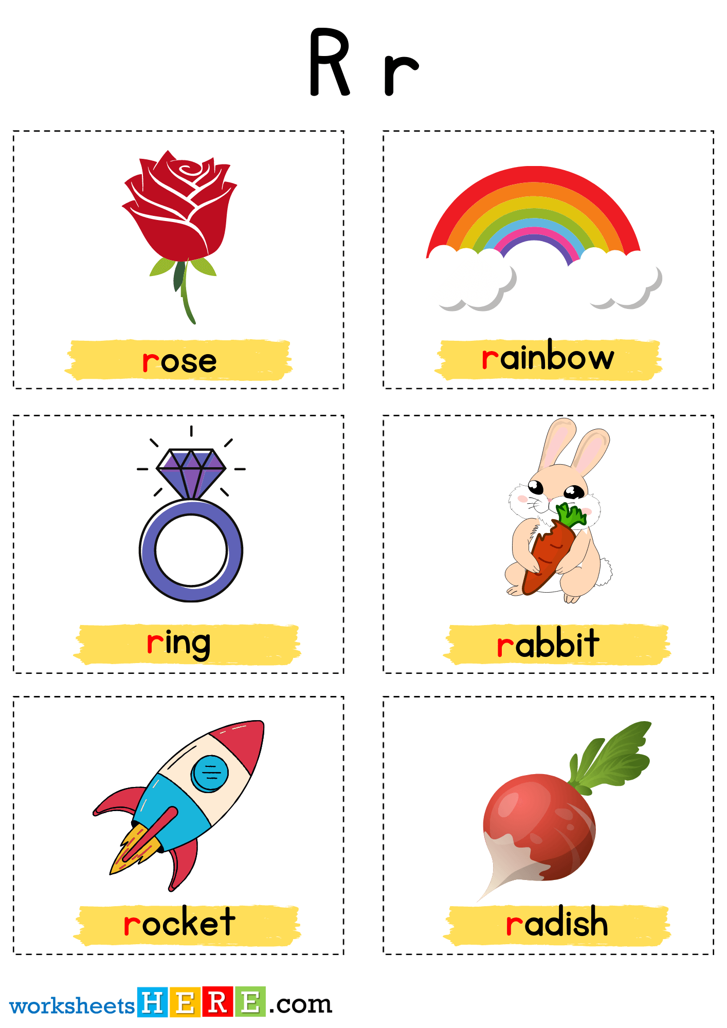 Things That Start With R Letter with Pictures, Alphabet R Words Examples