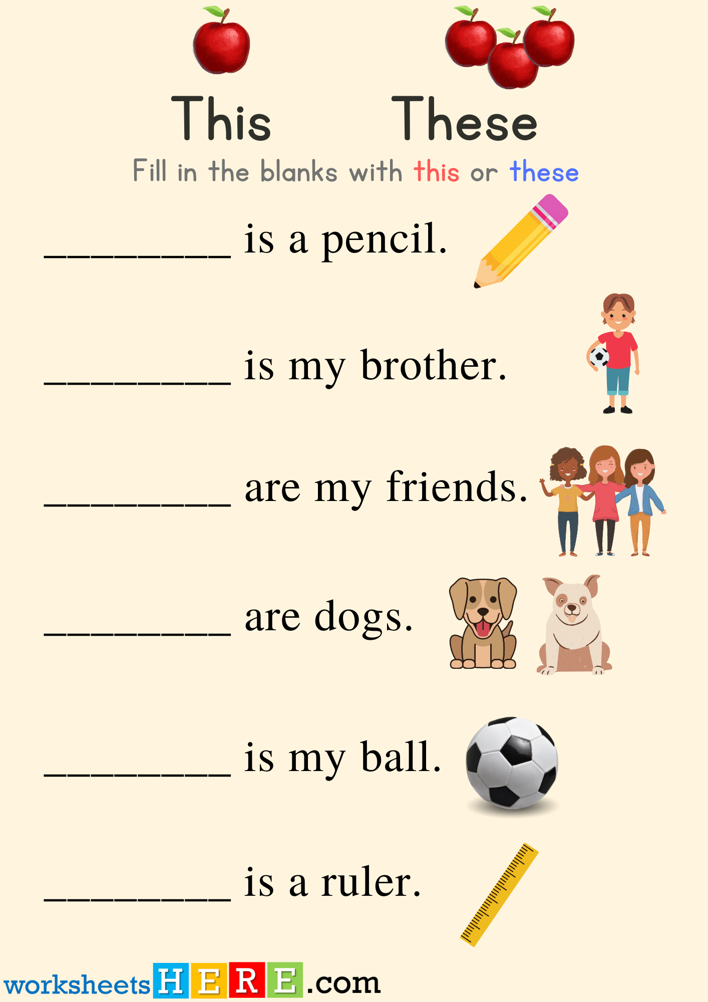 This or These Exercises PDF Worksheet For Students