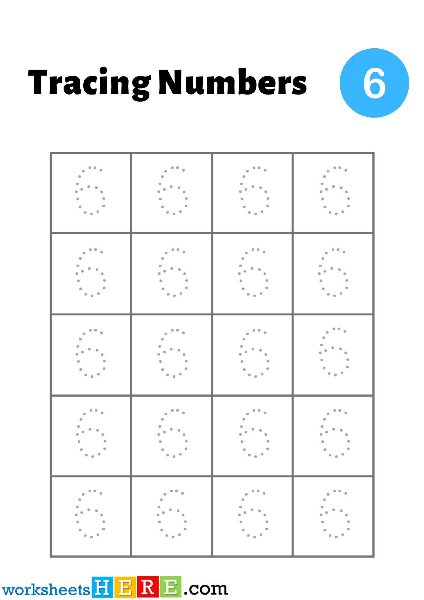 Tracing Numbers Activity, Number 6 Trace Pdf Worksheets For Kids