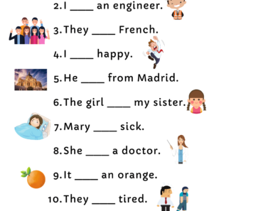 Verb To Be am is are Exercises and Answers with Pictures PDF Worksheet For Kids