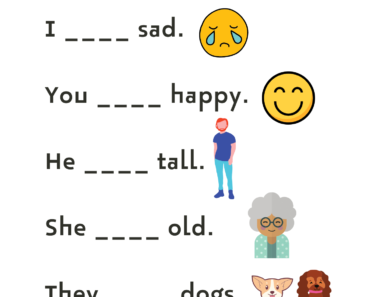 Verb To Be am is are Exercises with Pictures PDF Worksheet For Kids